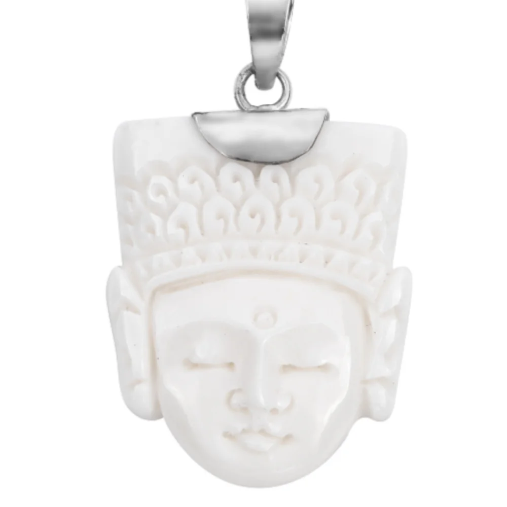 BALI GODDESS CARVED BONE BUDDHA PENDANT - Picture 4 of 4